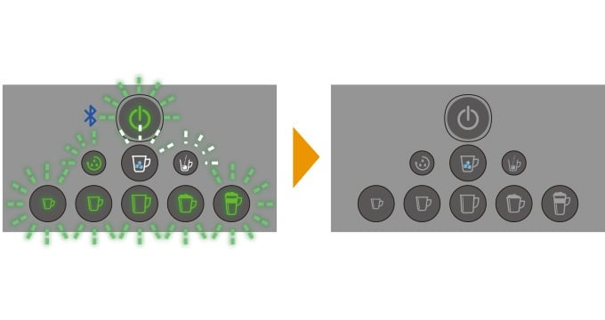 すべてのボタンが点滅したら、指を離す