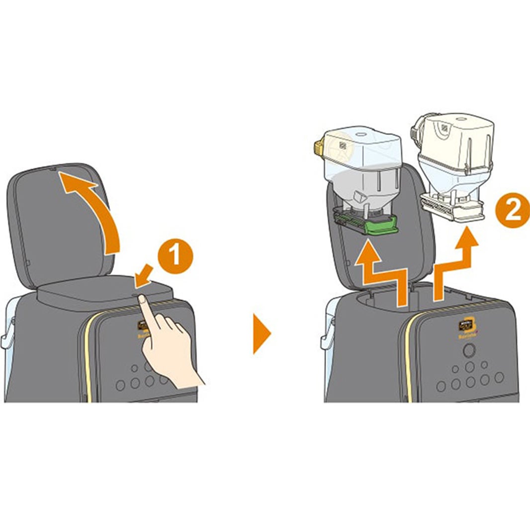 コーヒータンク（透明）、ブライト タンク（白色）を取り出す