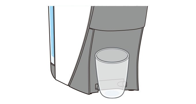 03 ドリップトレイを外し、500ml以上の容器を抽出口の下に置く