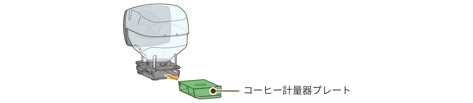 コーヒー計量器プレートをしっかりと奥まで差し込む