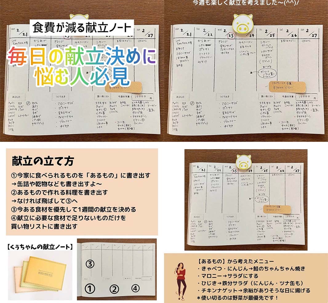 「毎日の食費を把握する、献立ノートに大きな反響」