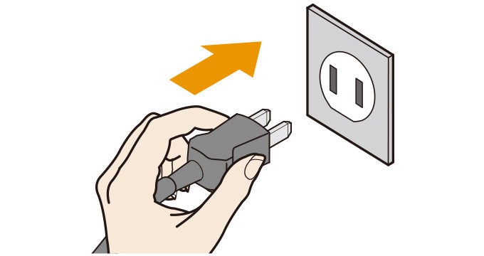 01電源プラグをコンセントに差し込む