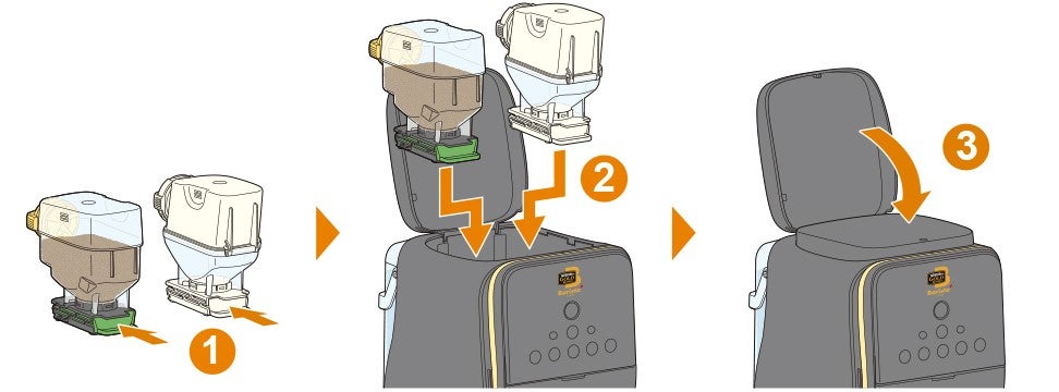 コーヒータンク（透明）、ブライト タンク（白色）を取り付ける