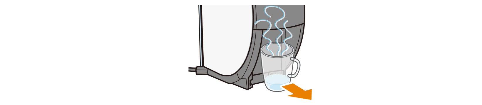03 抽出が止まったらカップのお湯を捨てる