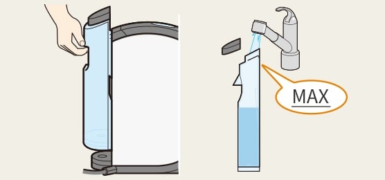カプチーノボタンを押している様子