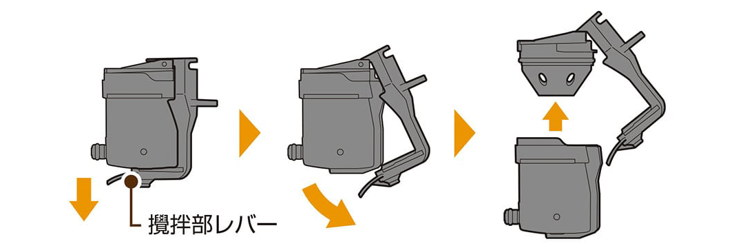 03 攪拌部レバーのロックを外し、分解する