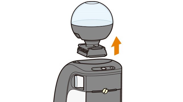 コーヒータンク（透明）/計量器（黒色）を上方向に引き抜く