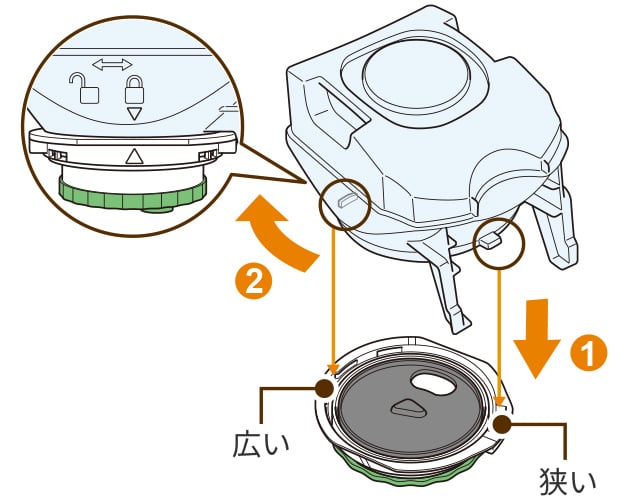 02 コーヒー計量器にコーヒータンクを取り付ける