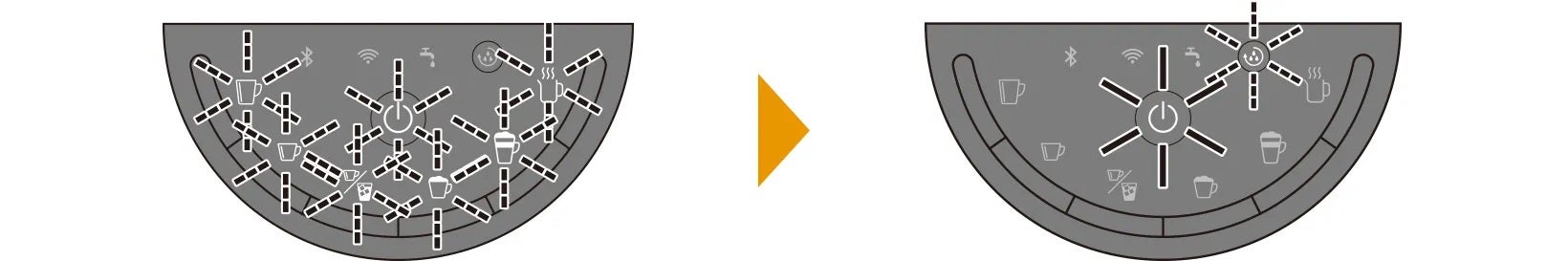 電源ボタンとメニューボタンが点滅したら、指を離す 