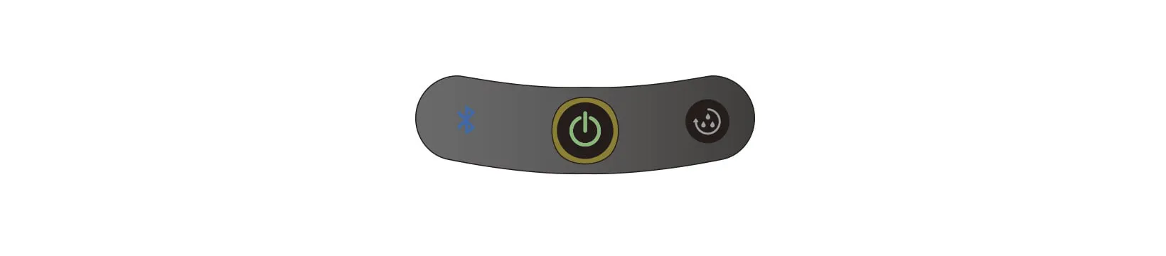Bluetooth表示と電源ボタンが点灯しているパネル