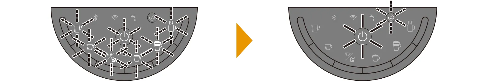 電源ボタンとメニューボタンが点滅したら、指を離す 