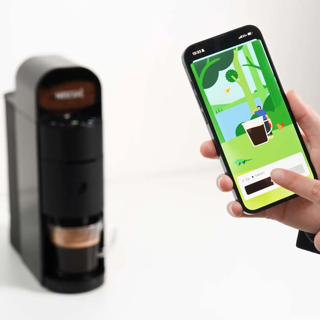 専用のアプリを使って「バリスタ」でコーヒーを淹れて貯める